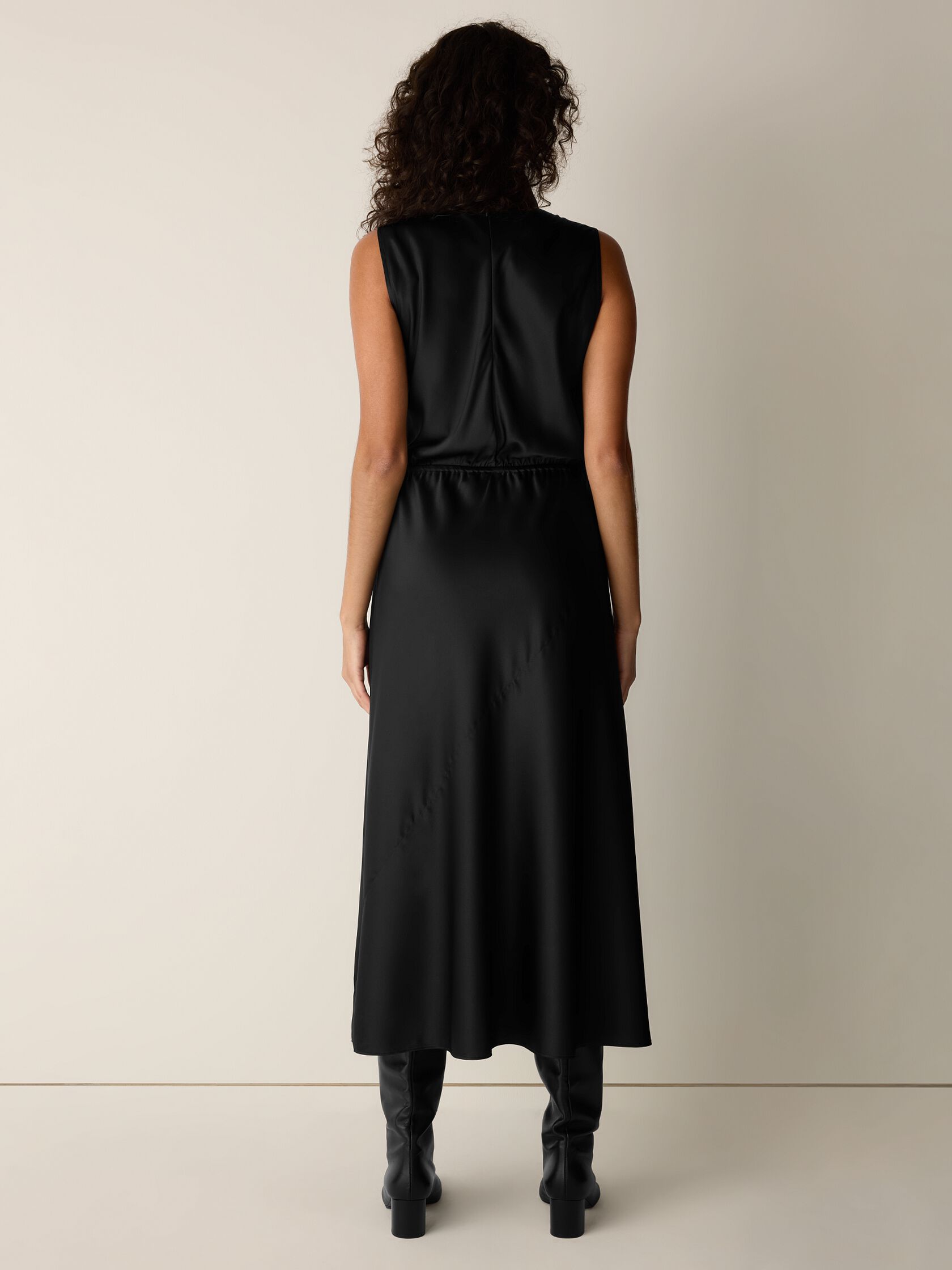 Stretch Silk Charmeuse Bias Cowl Neck Dress