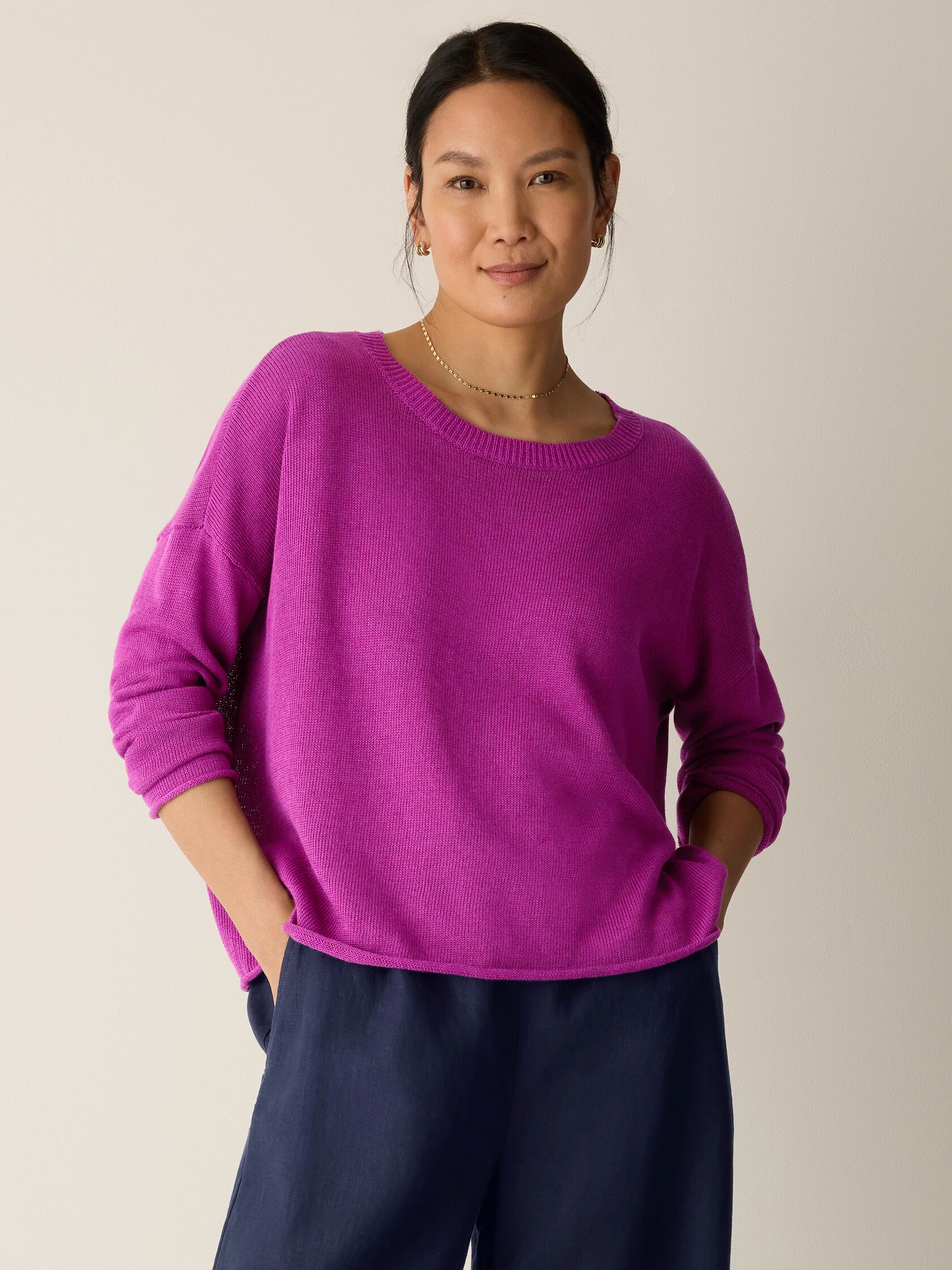 Organic Linen Cotton Crew Neck Top