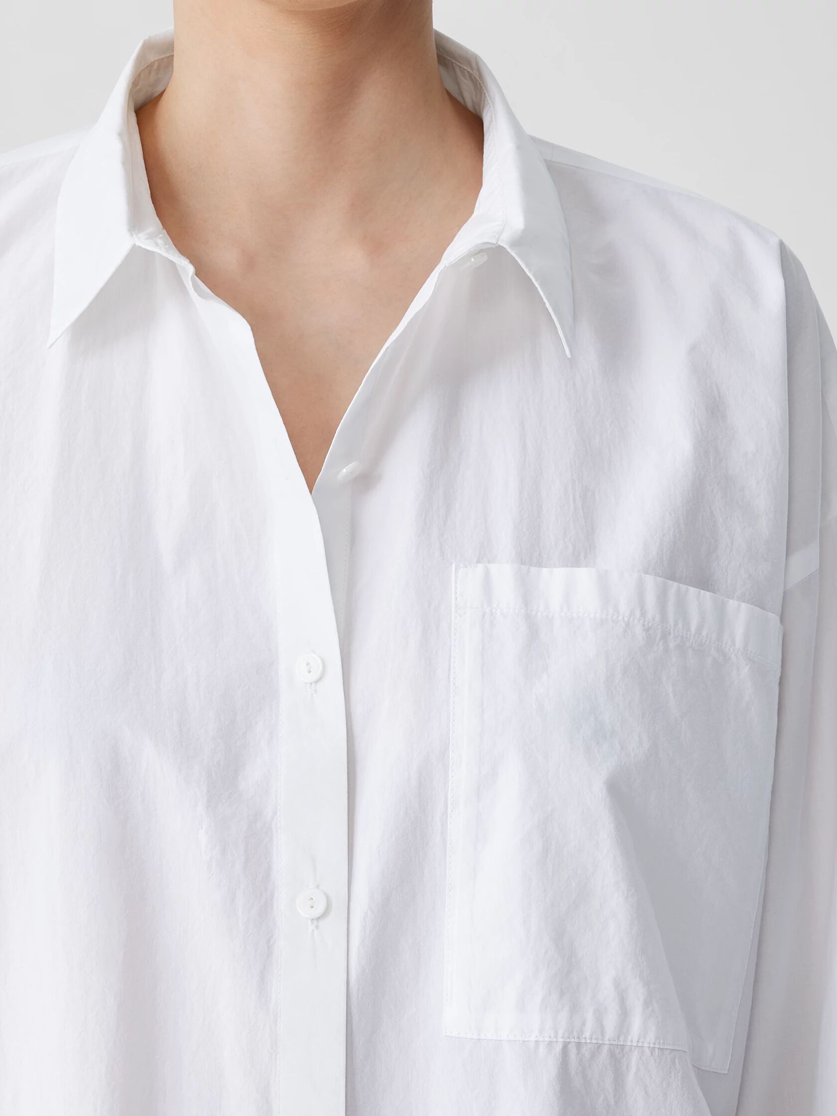 Washed Organic Cotton Poplin Classic Collar Long Shirt
