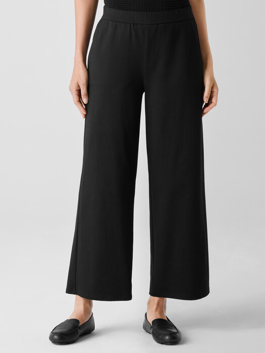 Cotton Blend Ponte Wide-Leg Pant