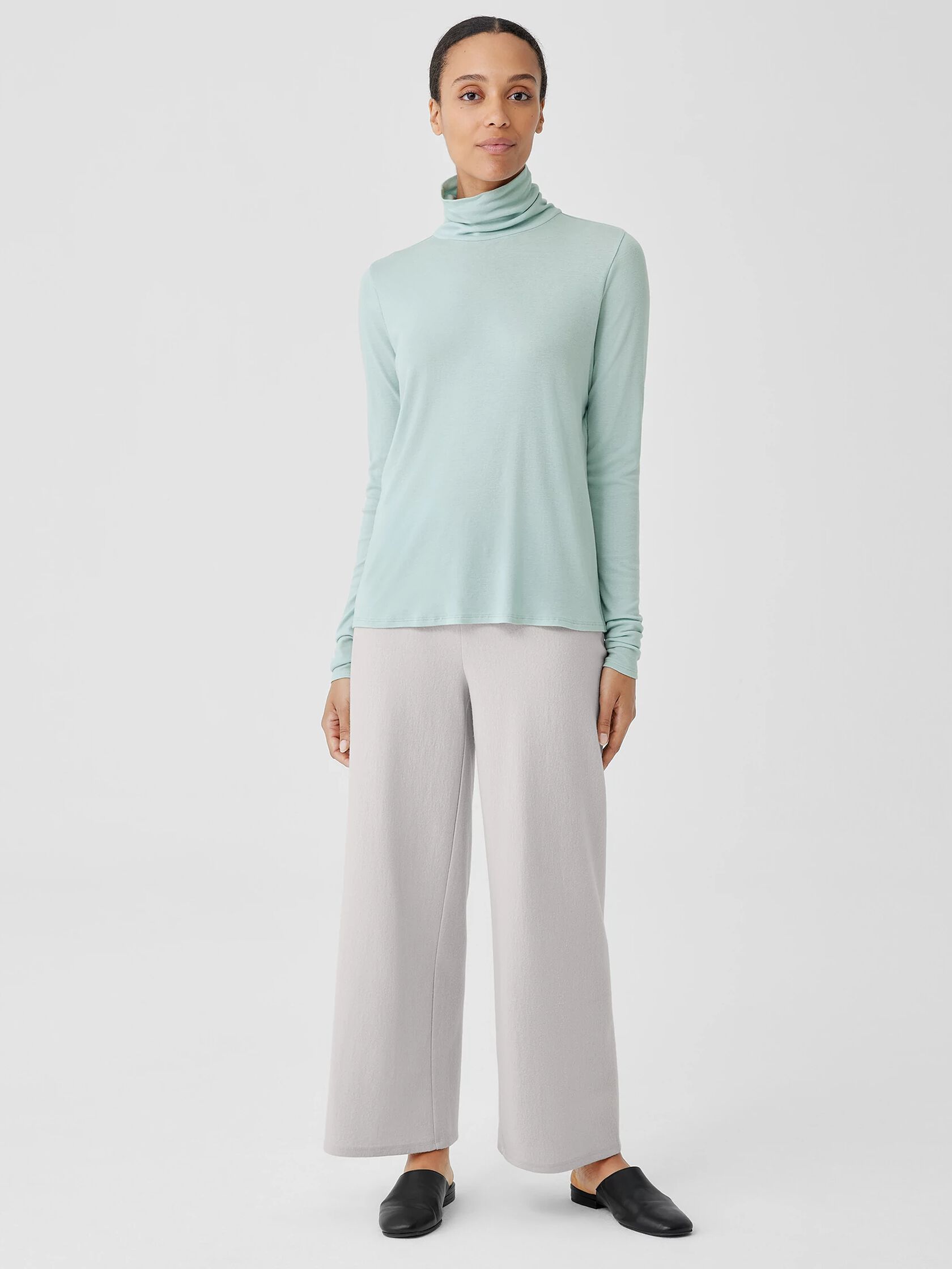 Pima Cotton Blend Turtleneck Top