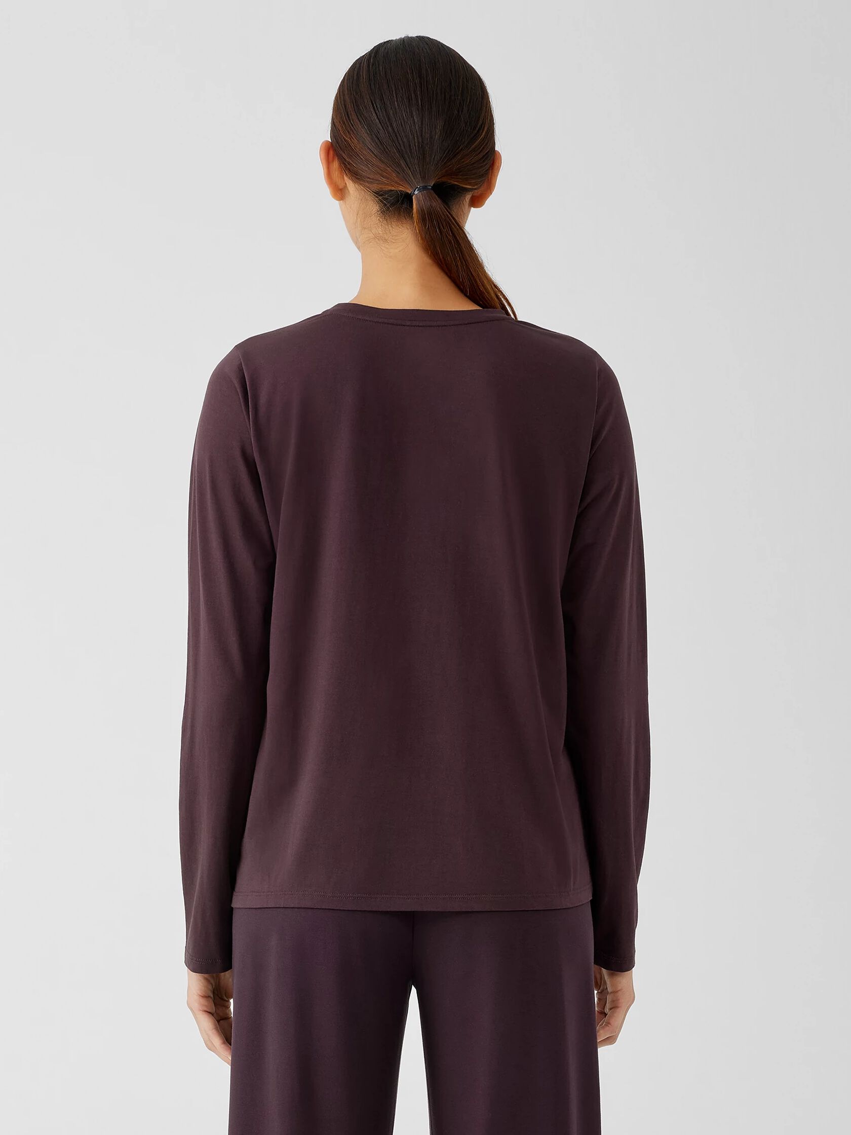 Organic Pima Cotton Jersey LongSleeve Tee EILEEN FISHER