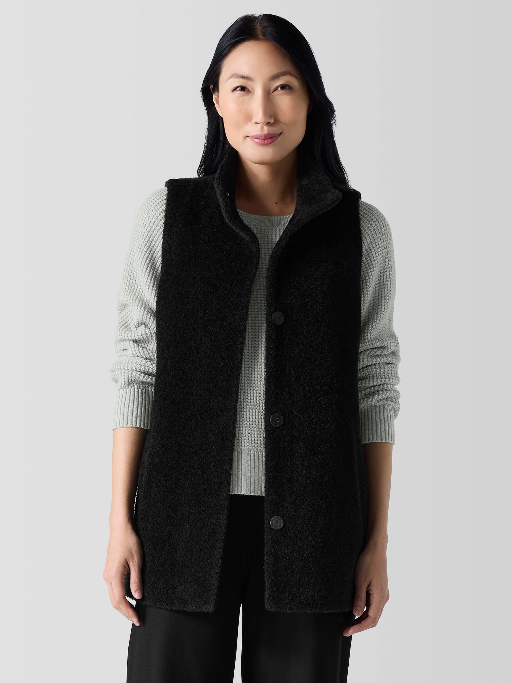 Fine Wool Alpaca Stand Collar Vest