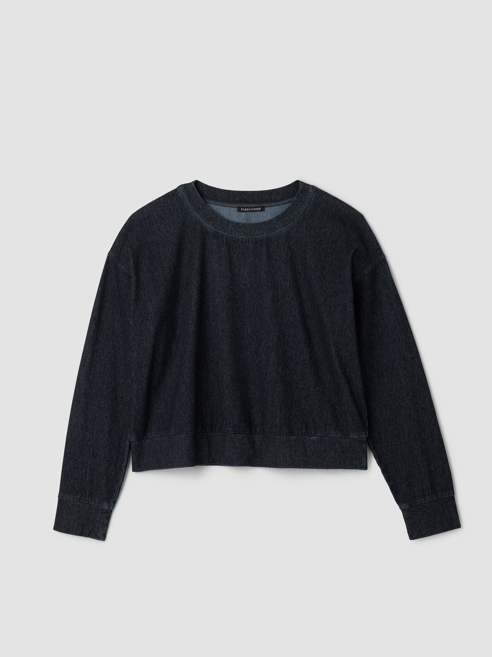 Cotton Indigo Knit Crew Neck Top