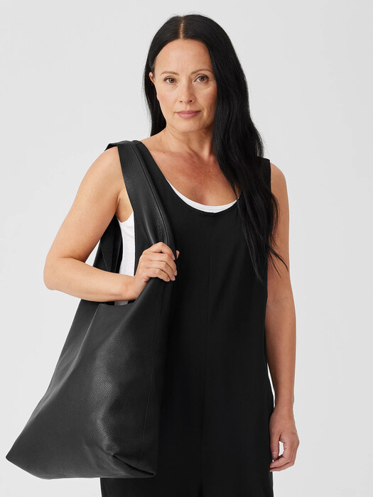 Textured Italian Leather Shopper Tote
