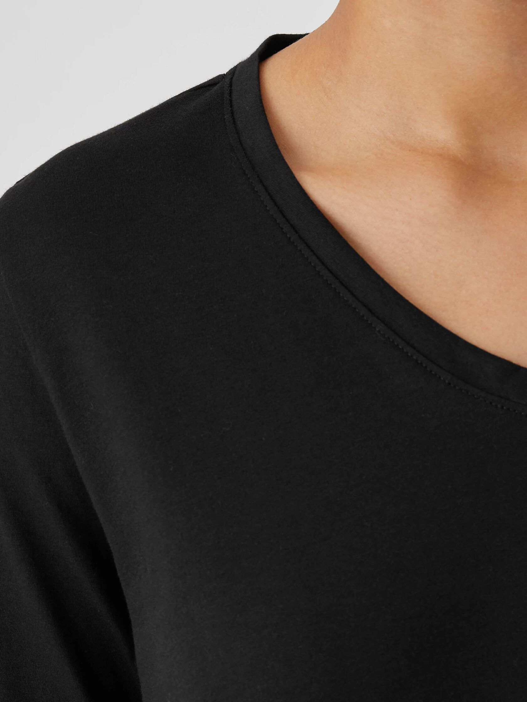 Organic Pima Cotton Jersey V-Neck Top