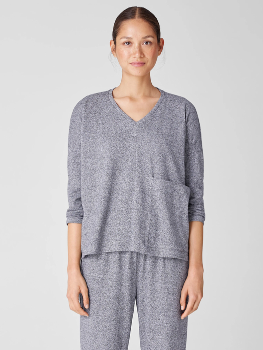 Cotton Hemp Melange V-Neck Top