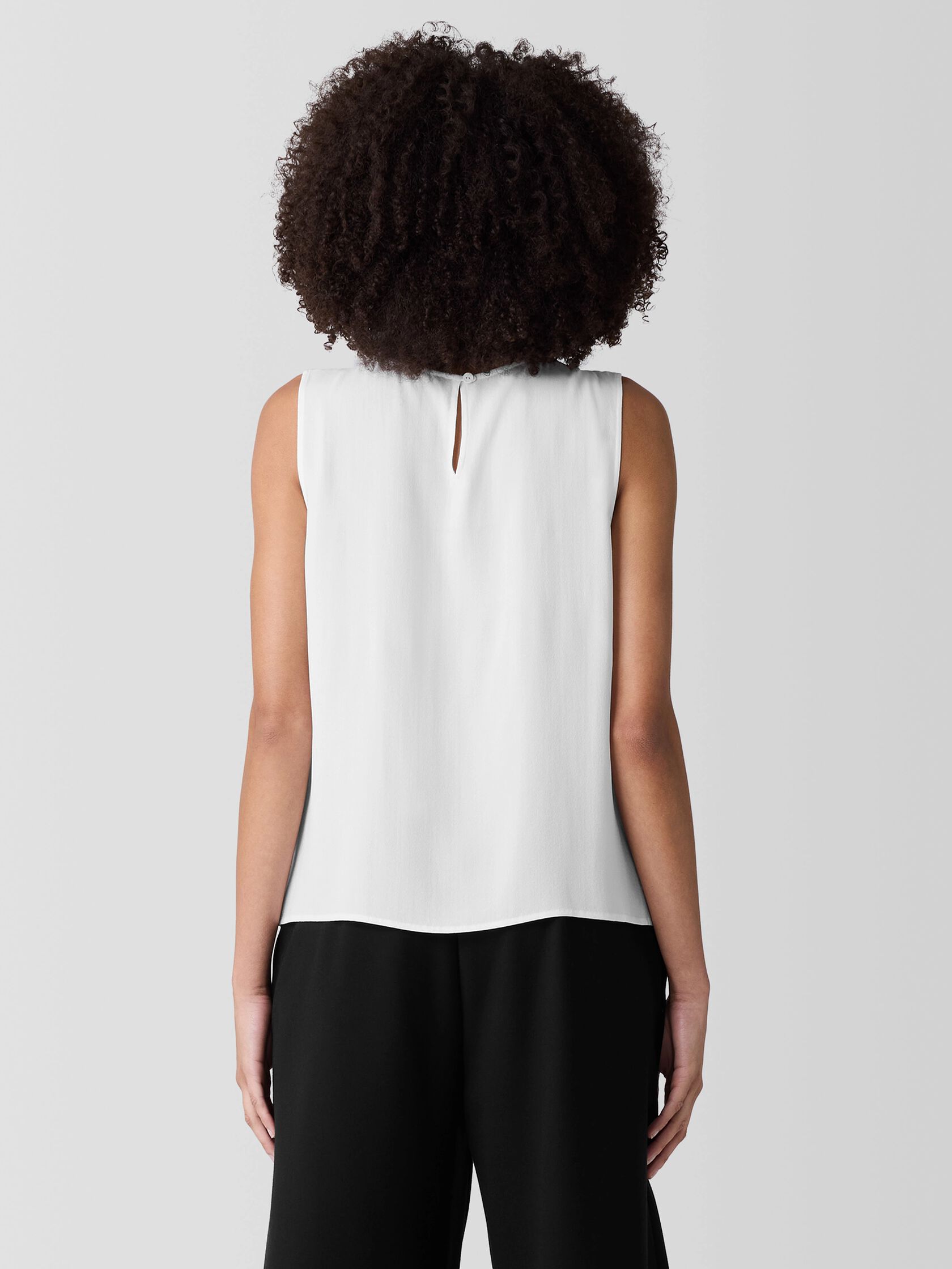 Silk Georgette Crepe Round Neck Tank