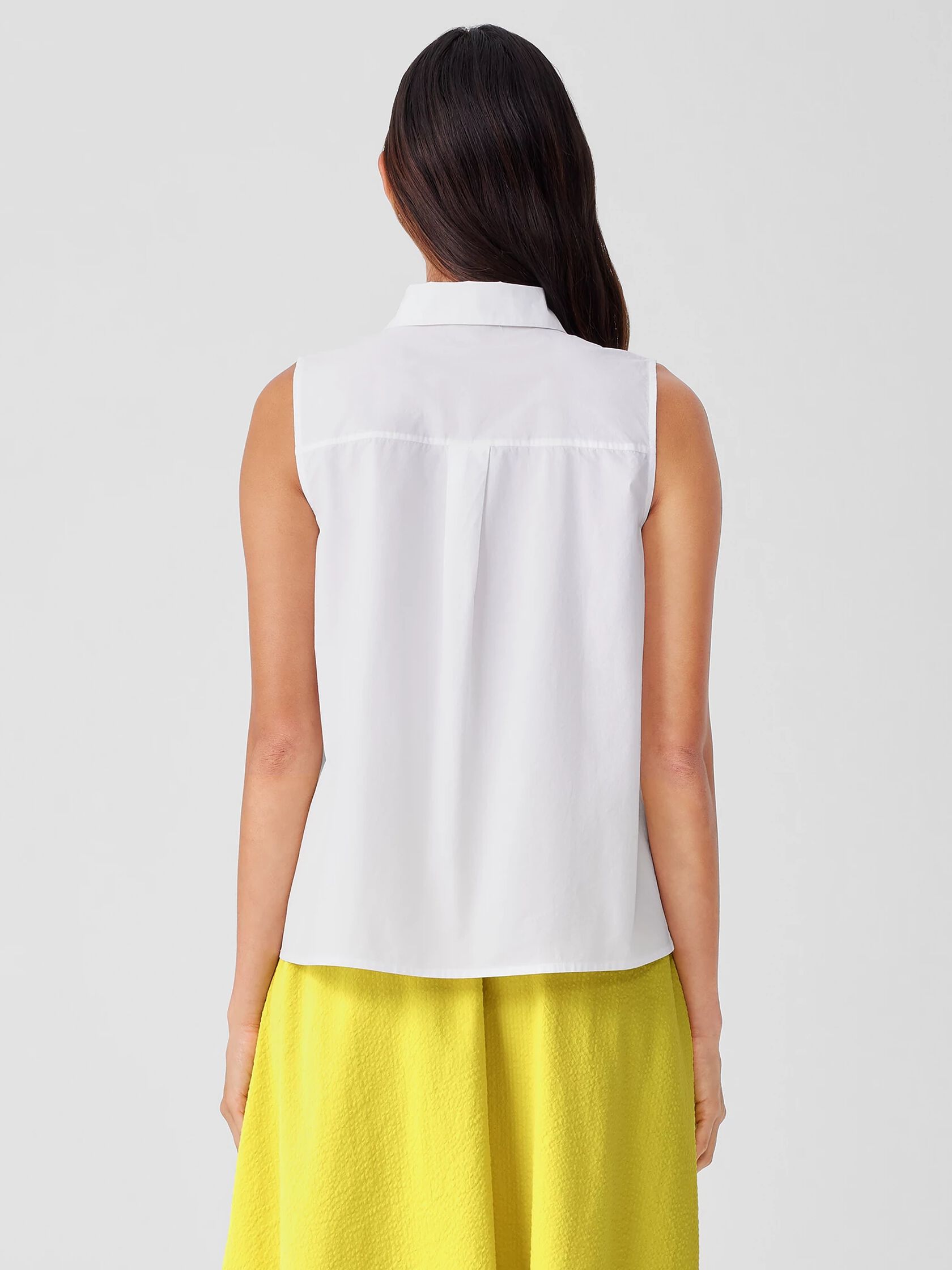 Washed Organic Cotton Poplin Sleeveless Shirt
