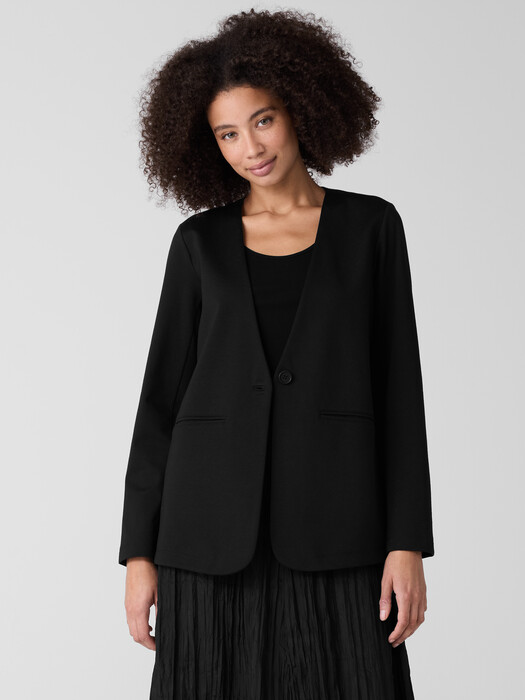 Cotton Blend Ponte V-Neck Blazer