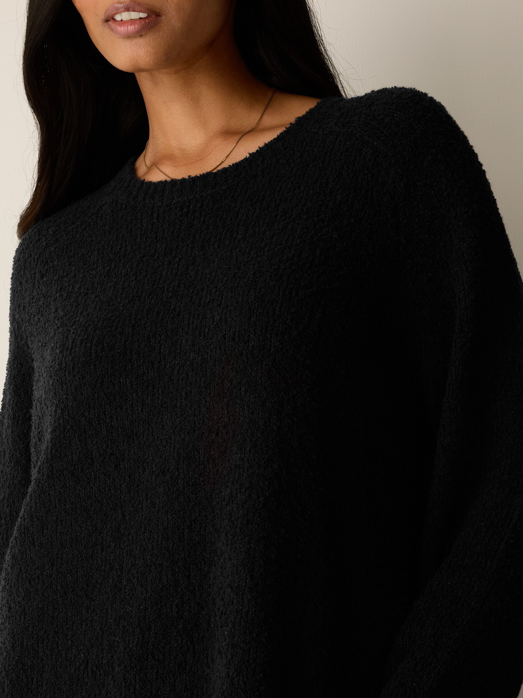 Organic Cotton Fluff Crew Neck Long Top