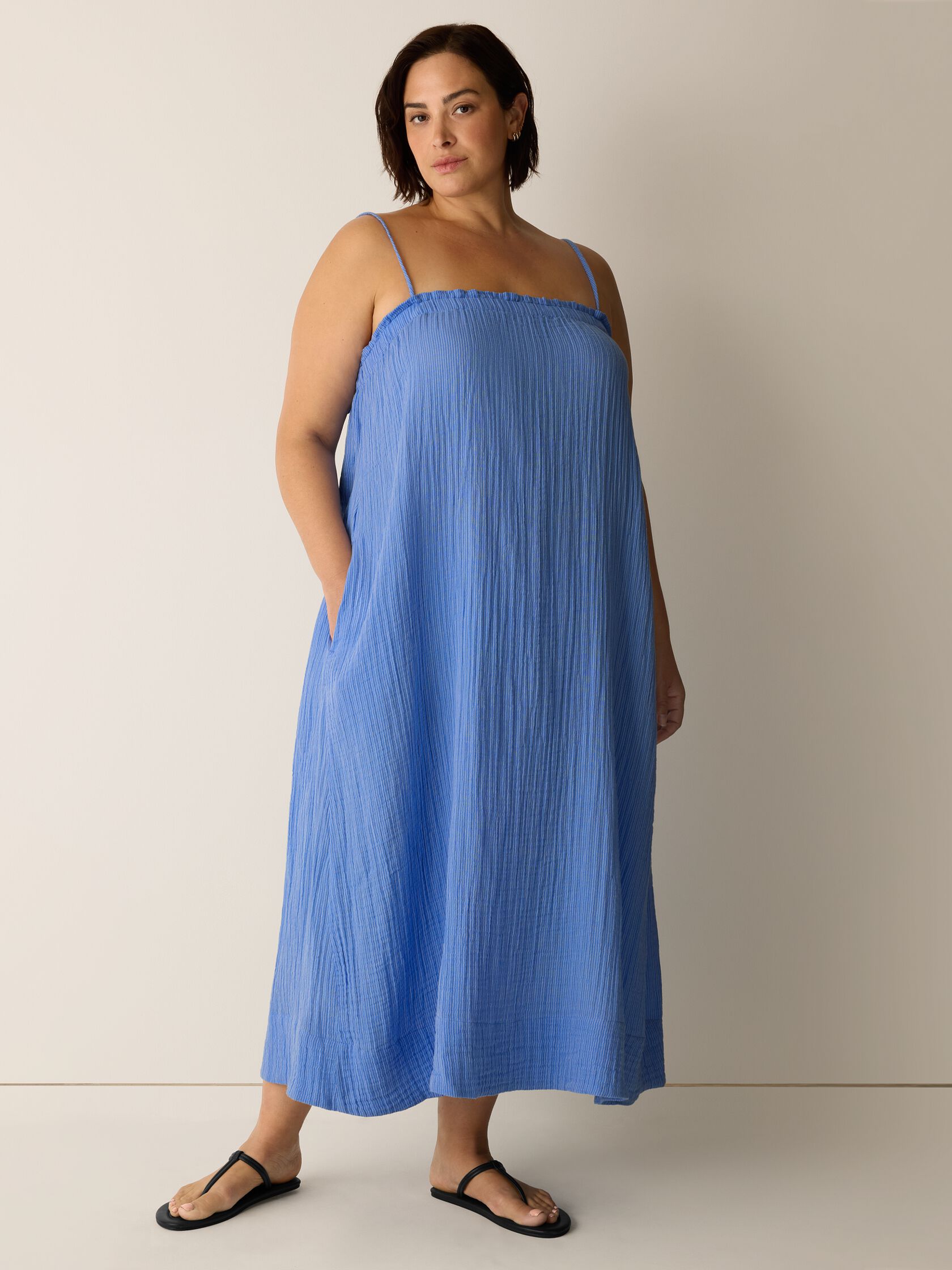 Striped Organic Cotton Gauze Cami Dress