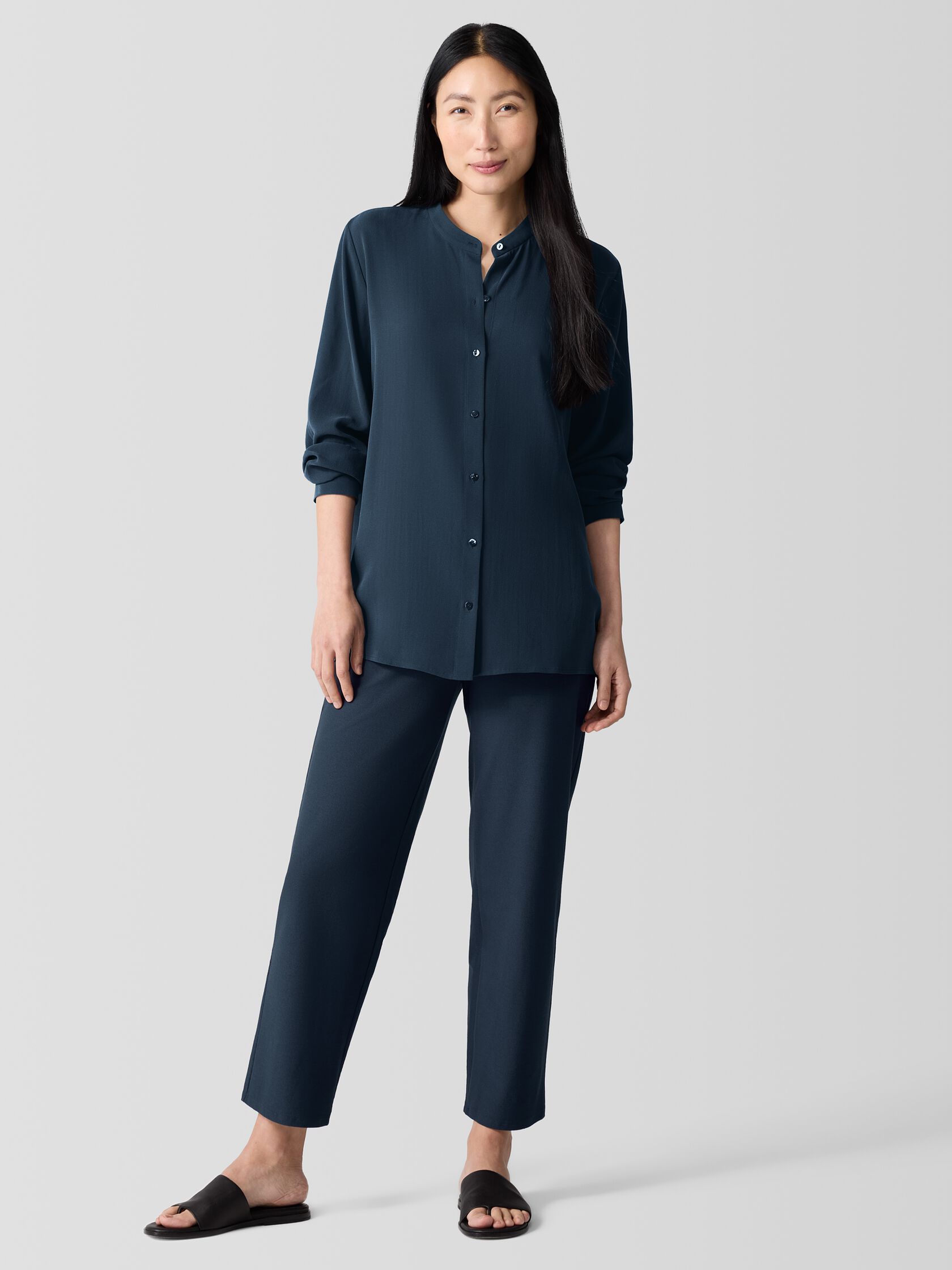 Washable Stretch Crepe Straight Pant