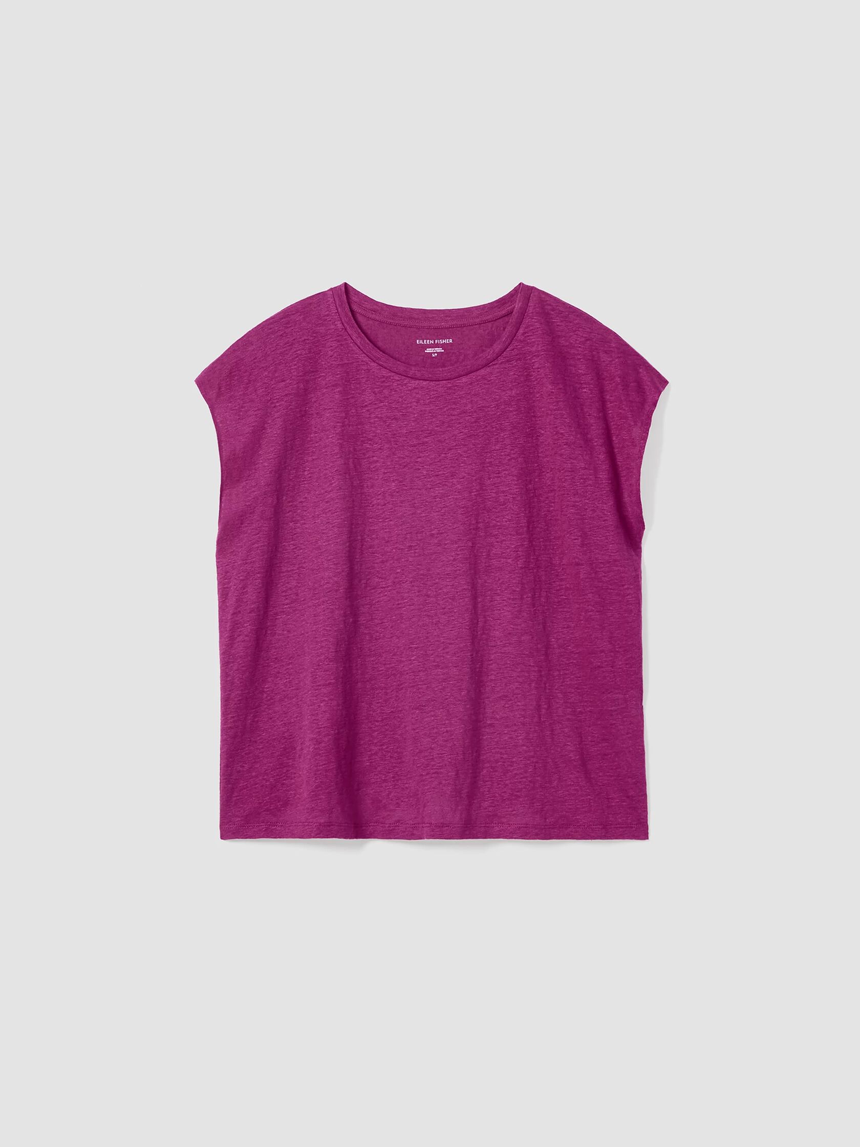 Organic Linen Jersey Shirred-Back Top