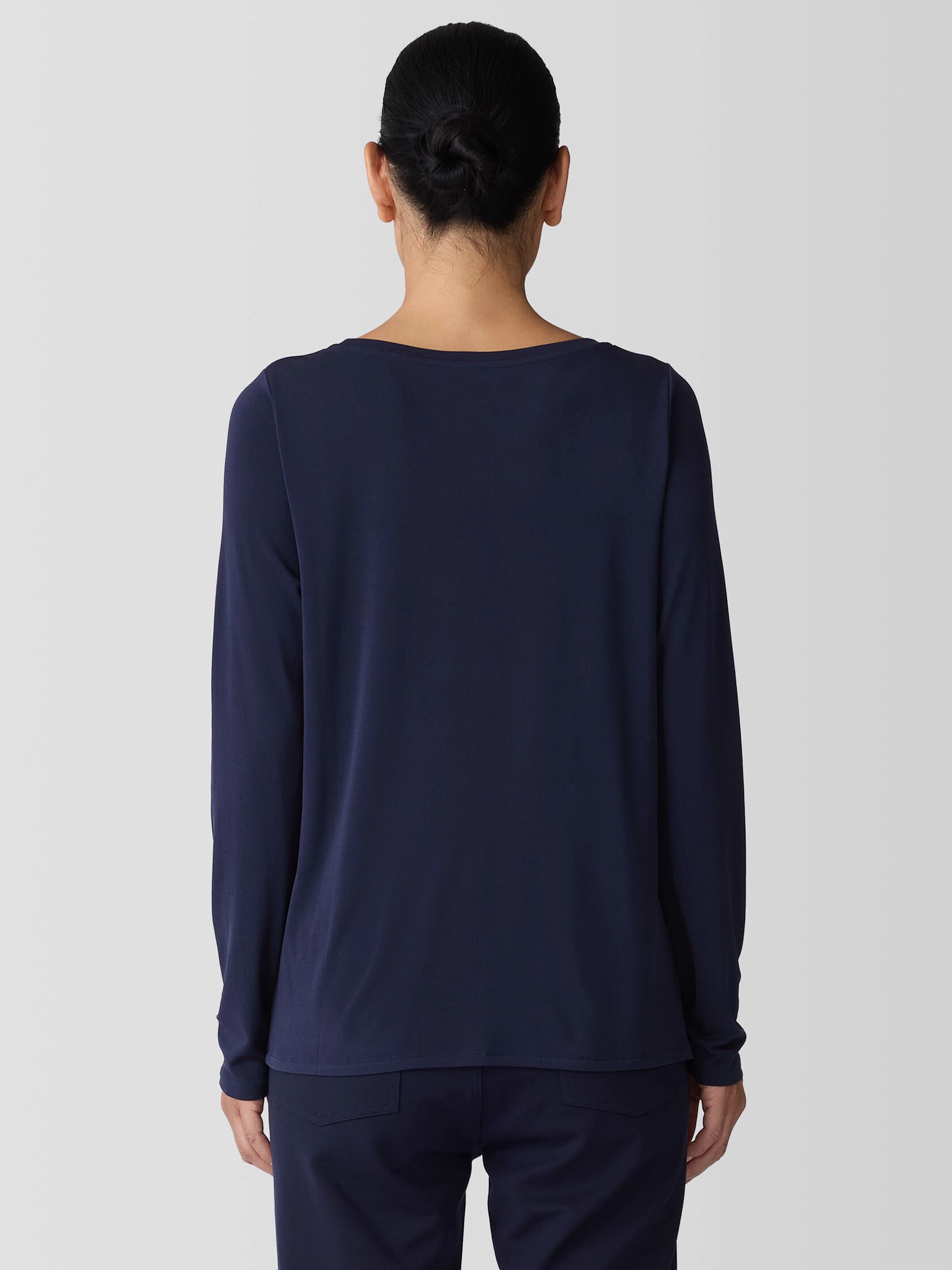 Stretch Silk Jersey Scoop Neck Top