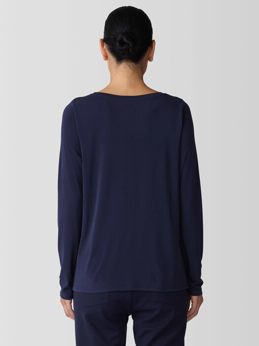 Stretch Silk Jersey Scoop Neck Top