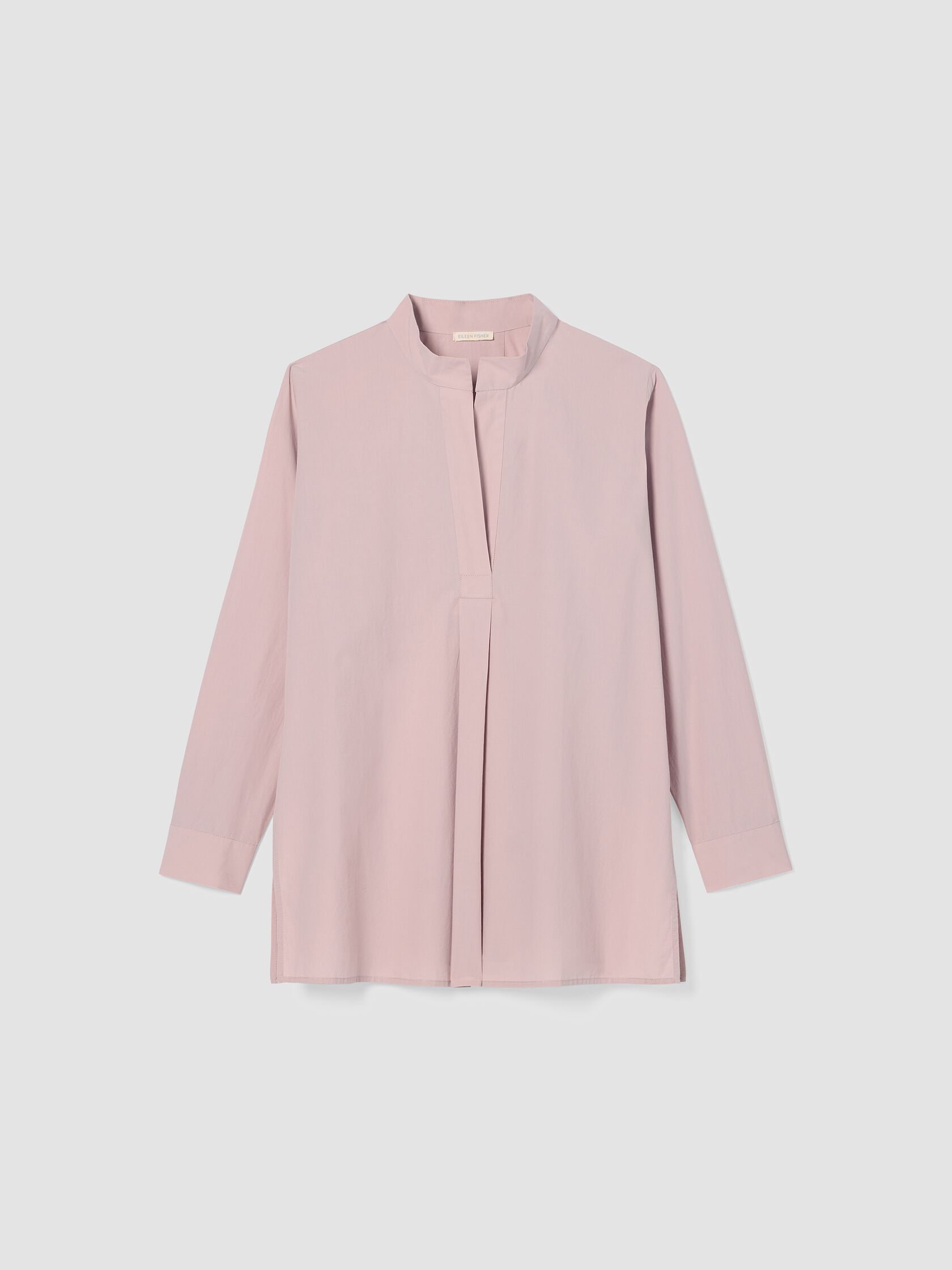 Washed Organic Cotton Poplin Stand Collar Top