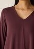 Fine Stretch Jersey Knit V-Neck Long Top