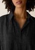 Puckered Organic Linen Grid Classic Collar Dress