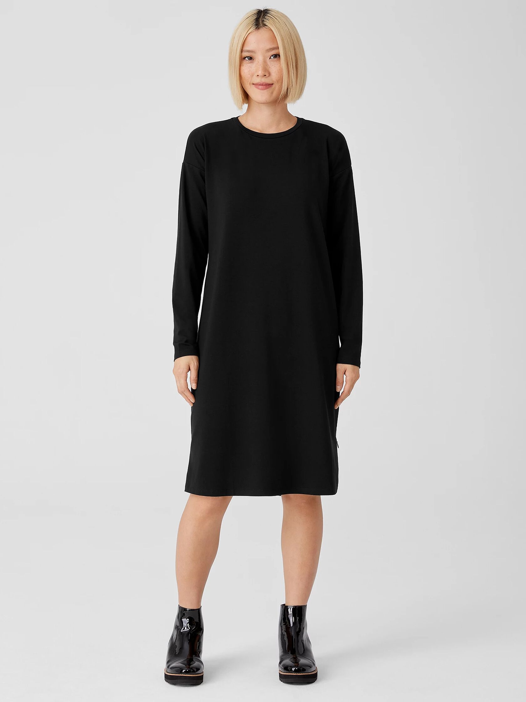 Stretch Jersey Knit Crew Neck Dress