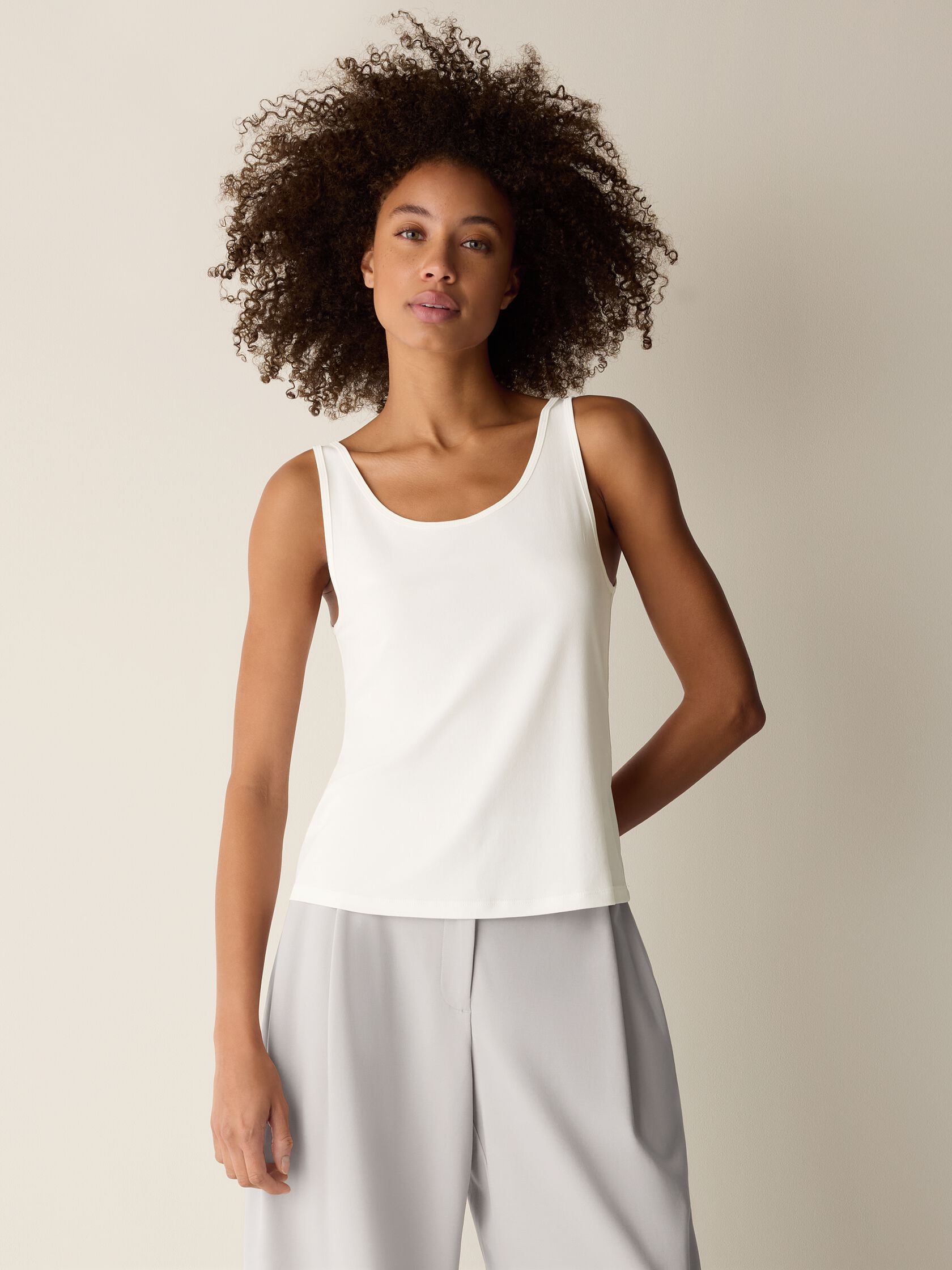 Stretch Silk Jersey Scoop Neck Tank