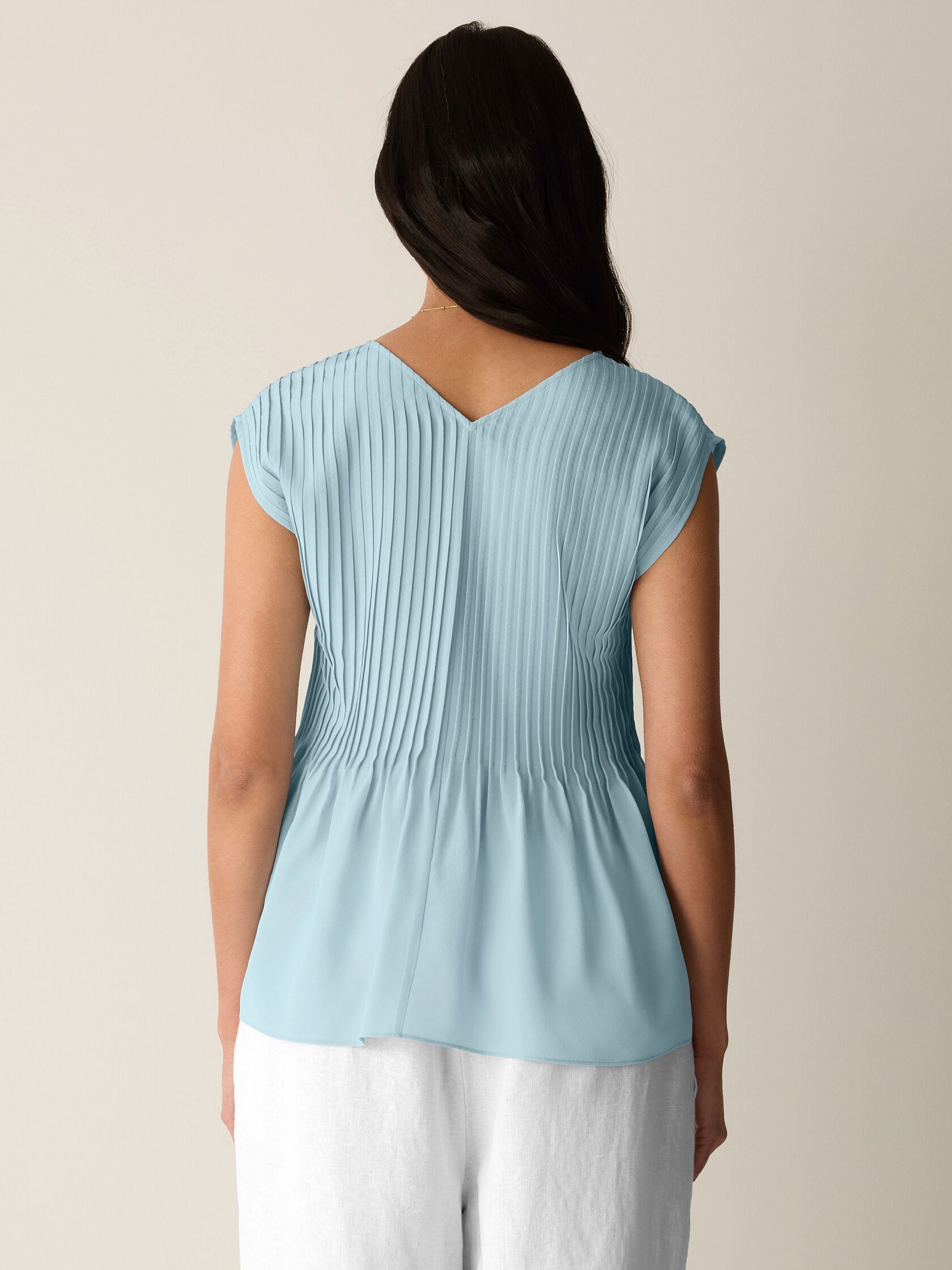 Silk Crepe de Chine V-Neck Top