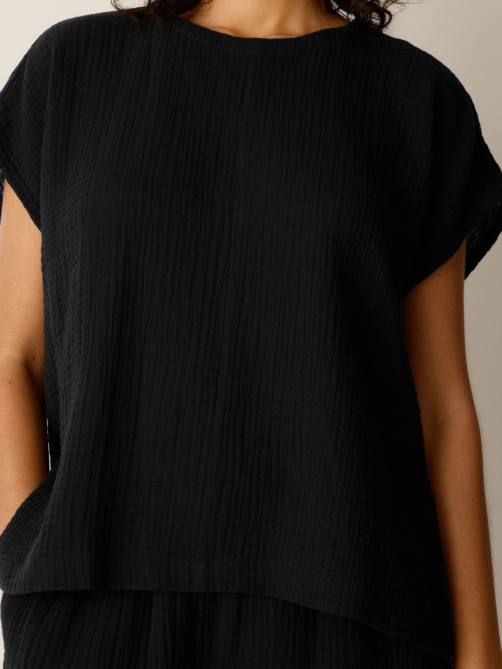 Organic Cotton Lofty Gauze Round Neck Box-Top