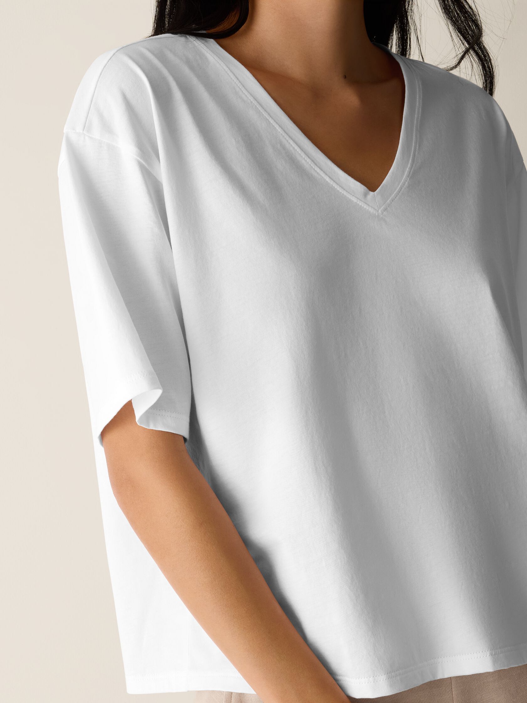 Organic Pima Cotton Jersey V-Neck Tee