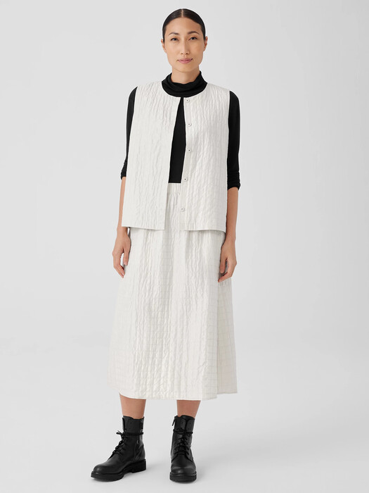 Silk Habutai Quilted A-Line Skirt