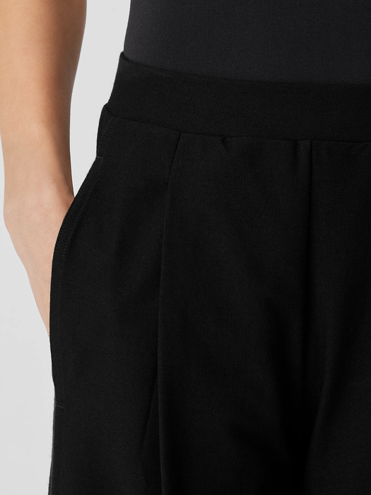 Washable Stretch Crepe Pleated Lantern Pant