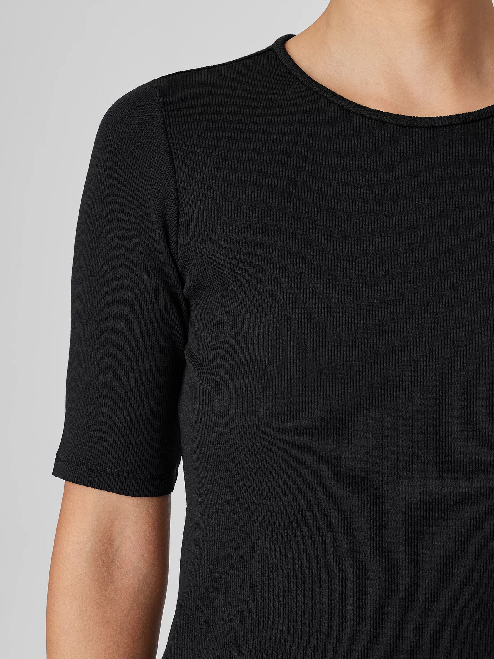 Organic Cotton Stretch Rib Crew Neck Top