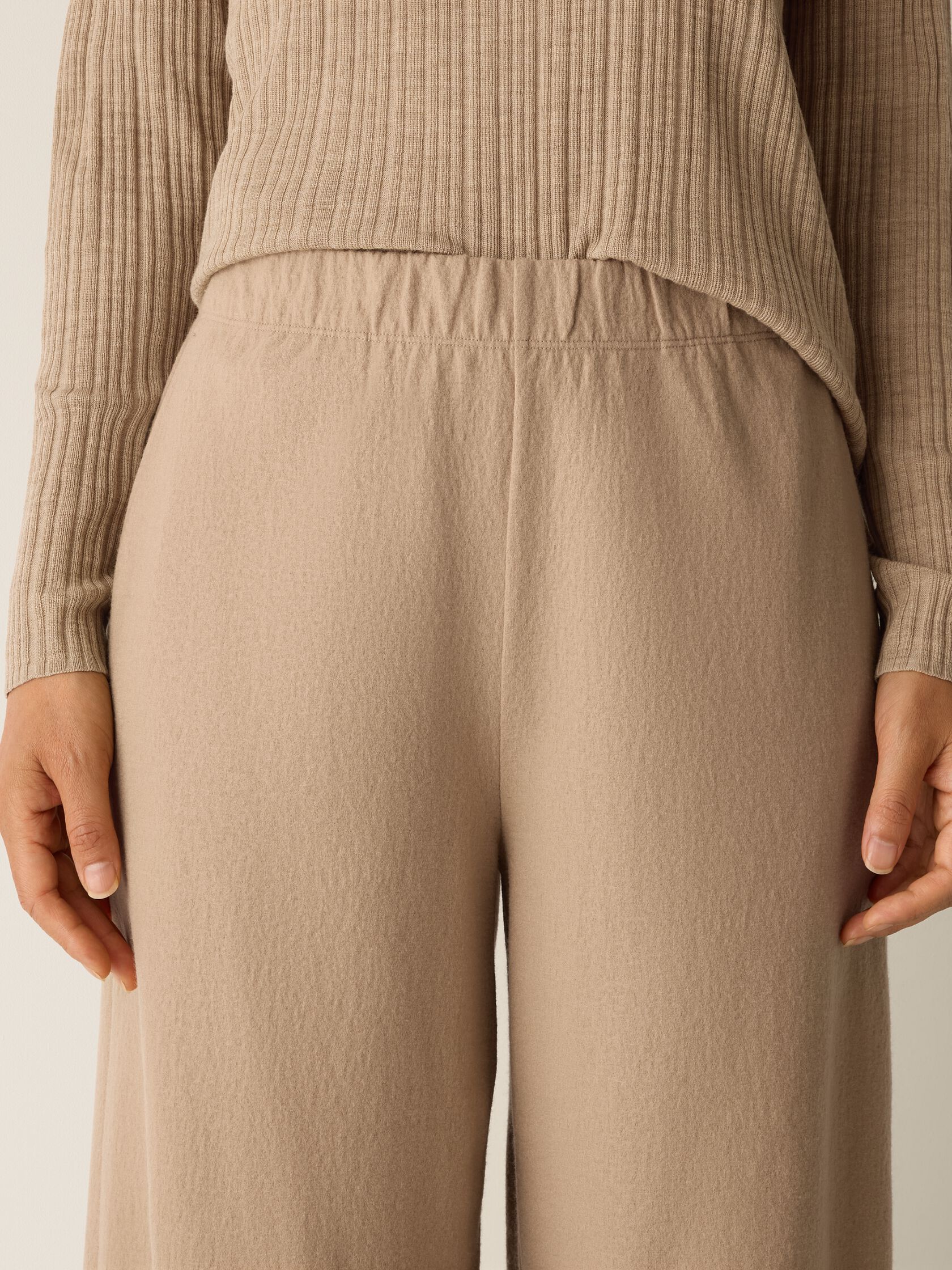 Felted Wool Jersey Wide-Leg Pant