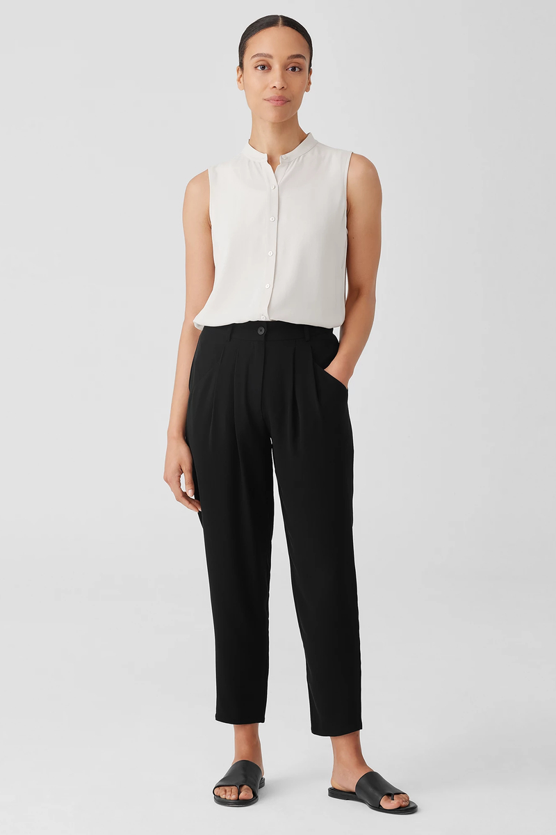 Silk Georgette Crepe Tapered Trouser