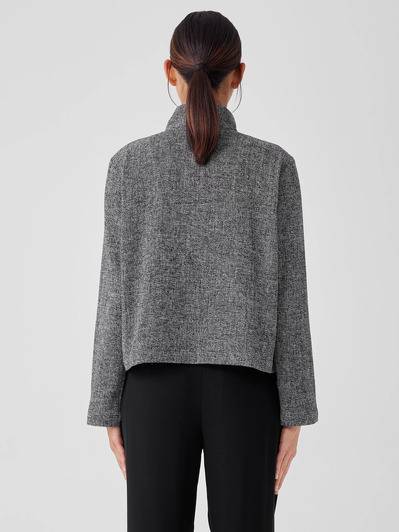 Organic Cotton Tweed Stand Collar Jacket