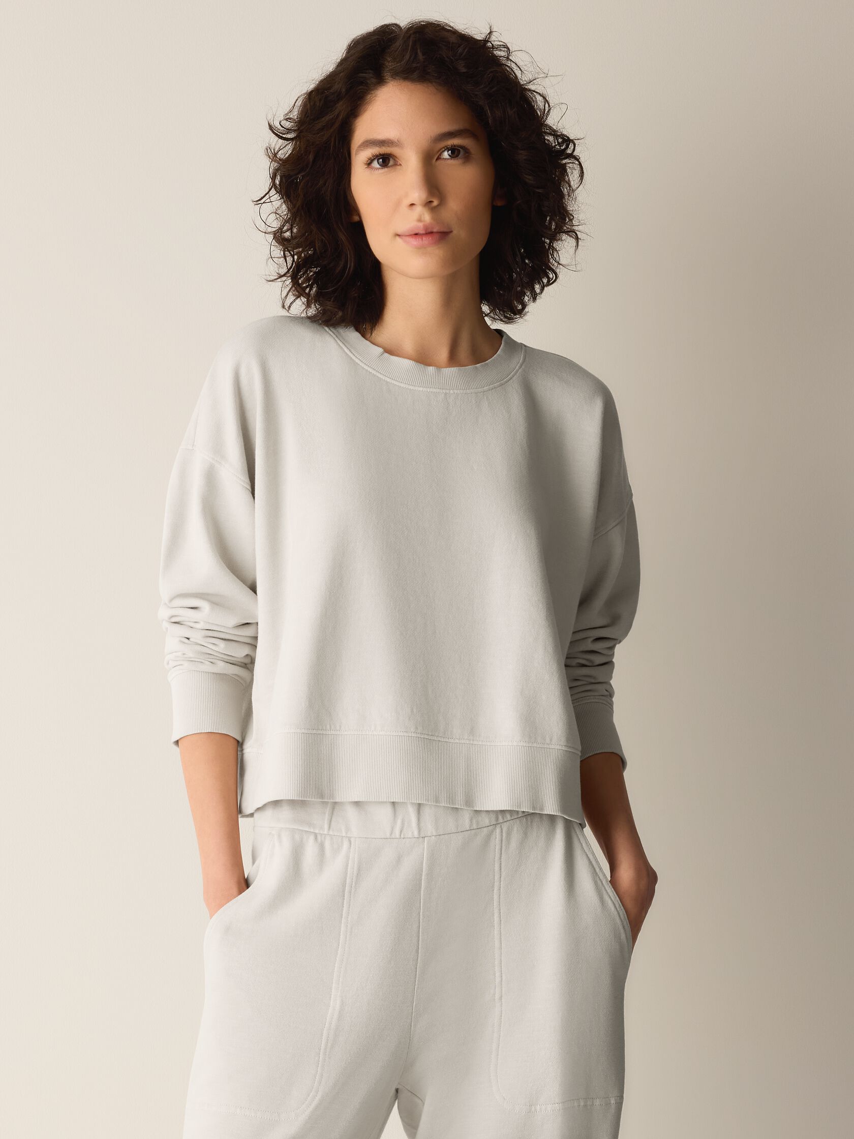 Garment-Dyed Organic Cotton Terry Cropped Box-Top