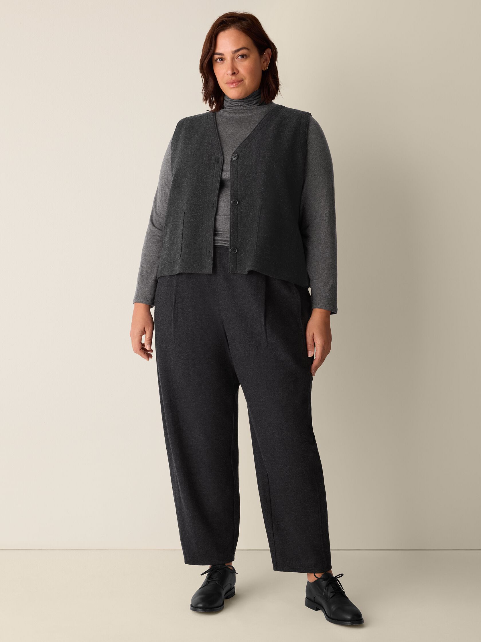 Mélange Sheer Cotton Blend Knit Turtleneck Top