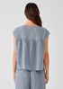 Striped Organic Linen Crinkle Shirred-Back Top