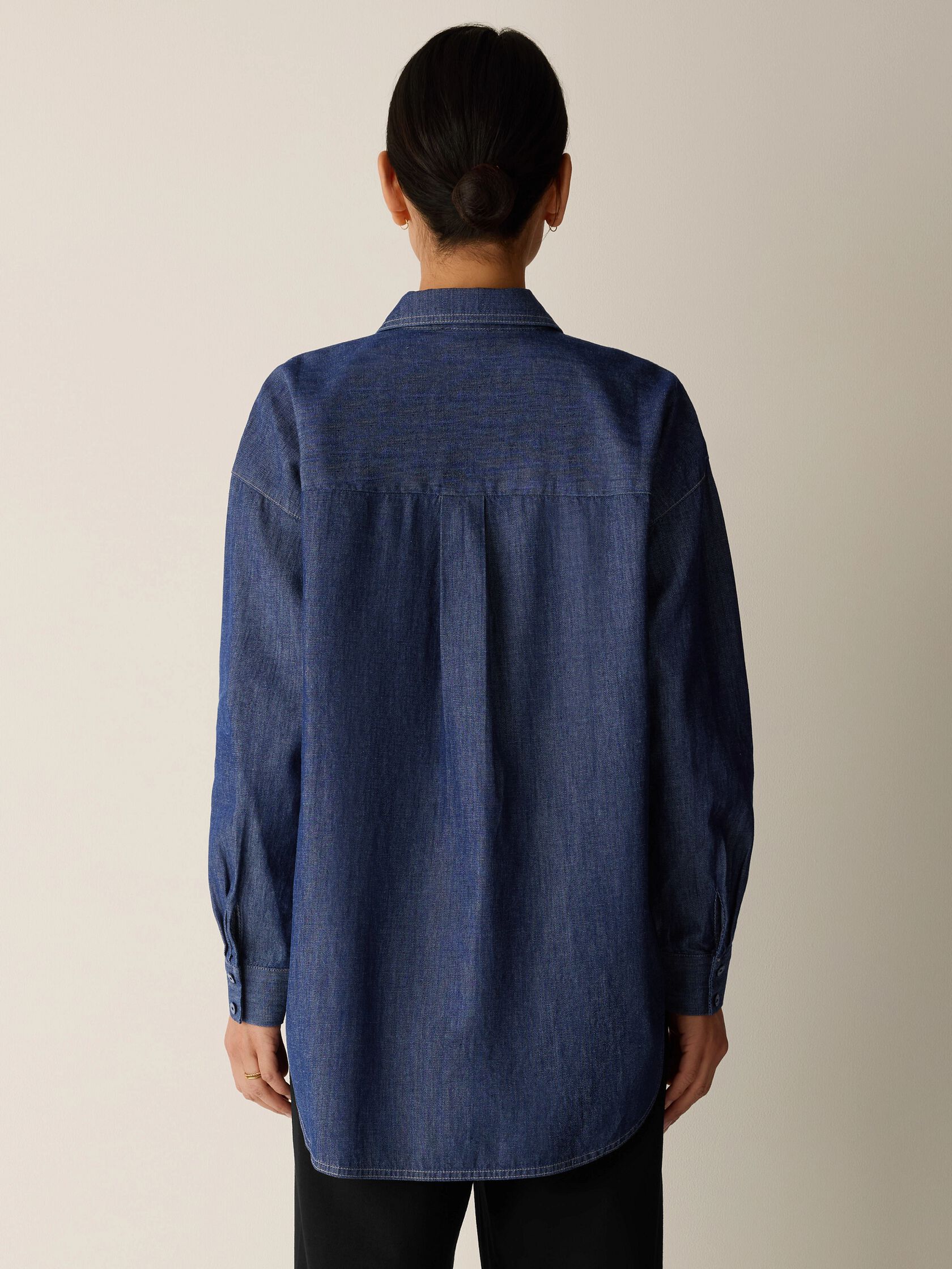 Lightweight Organic Cotton Denim Classic Collar Long Shirt