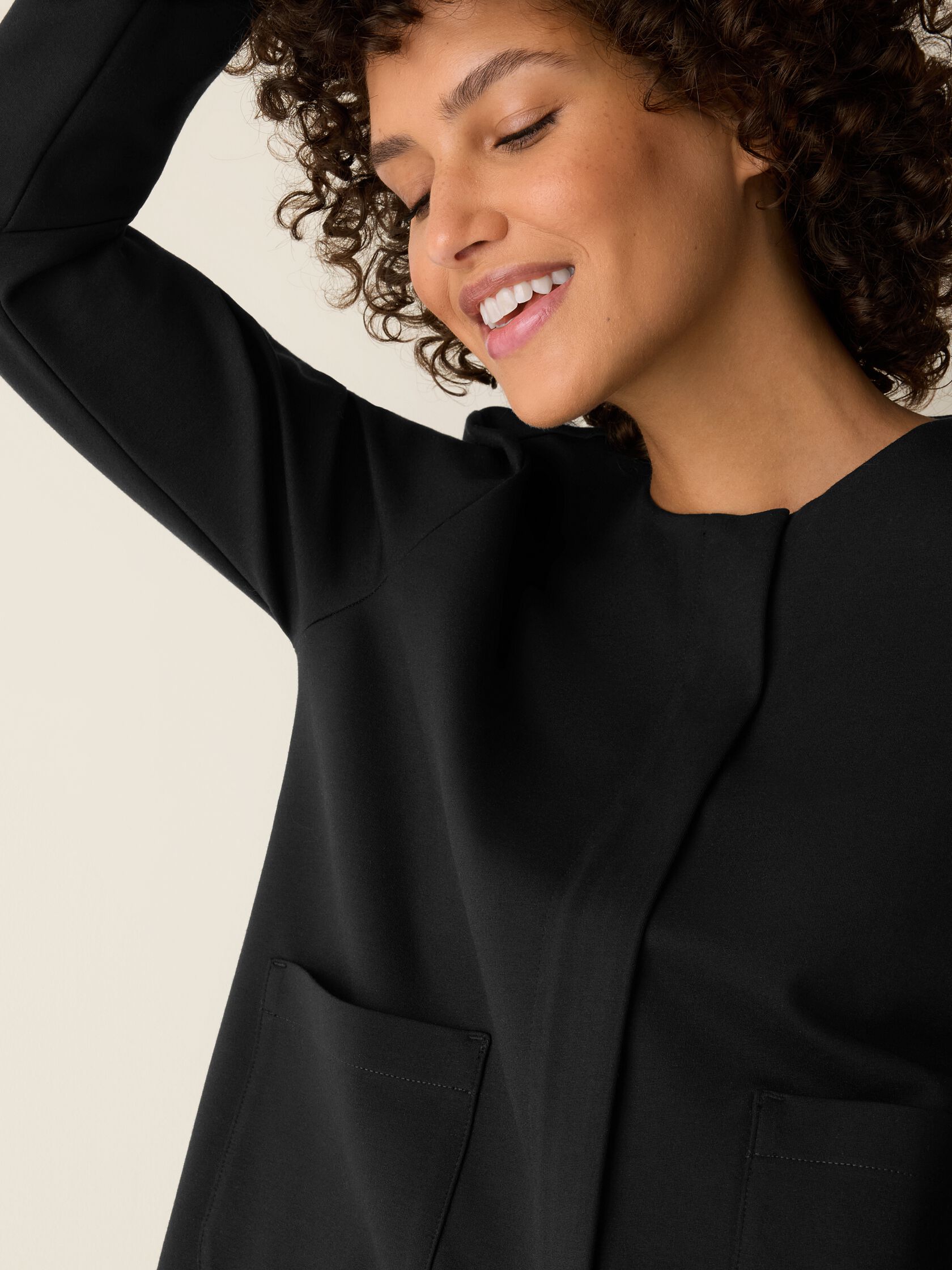 Washable Flex Ponte Round Neck Jacket