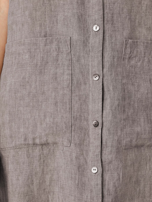 Washed Organic Linen Delave V-Neck Top