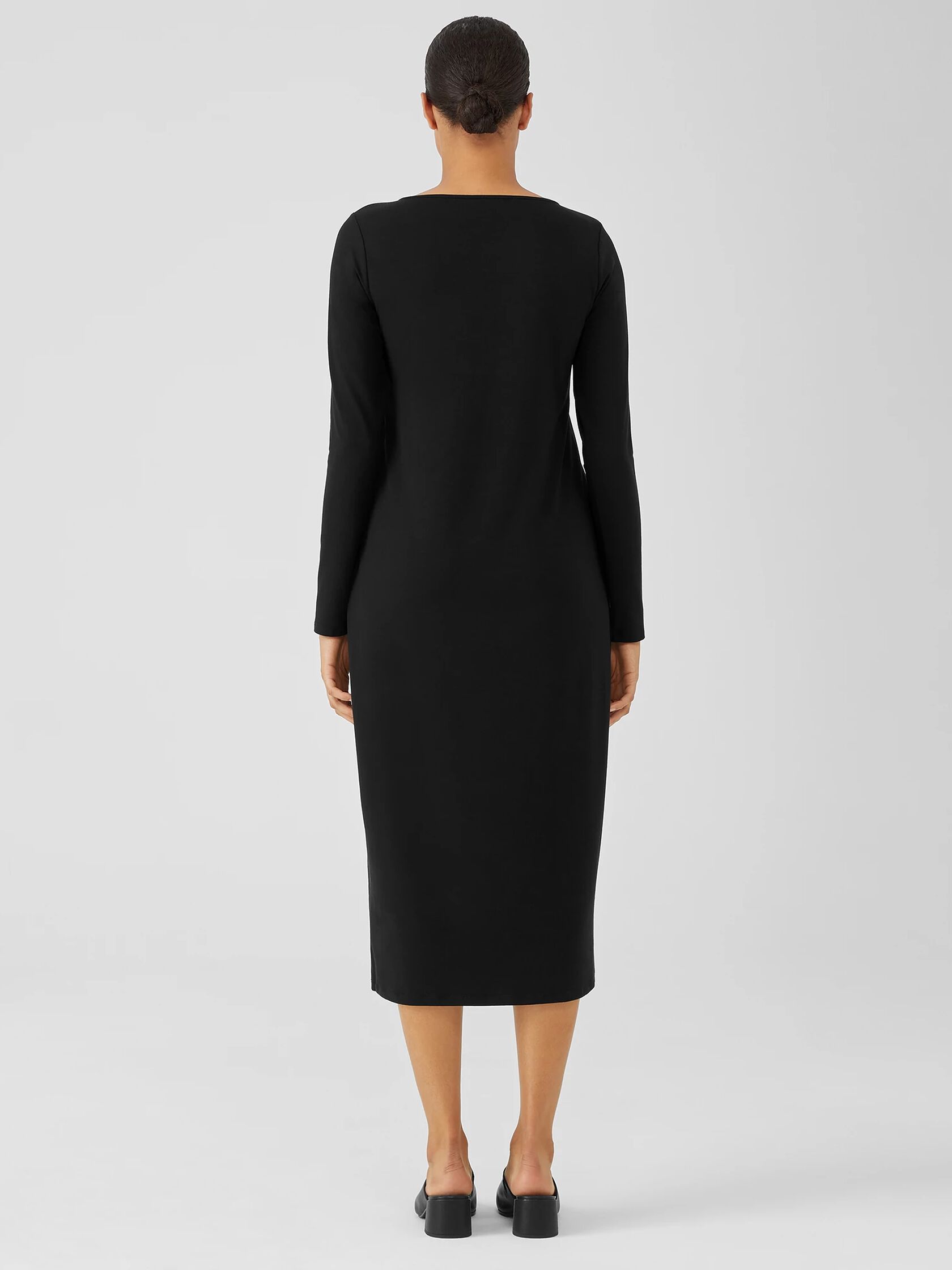 Stretch Jersey Knit Jewel Neck Dress