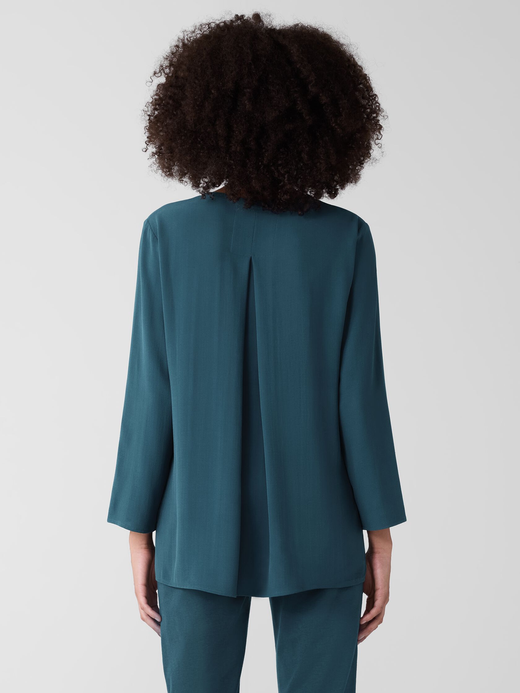 Silk Georgette Crepe Keyhole Top