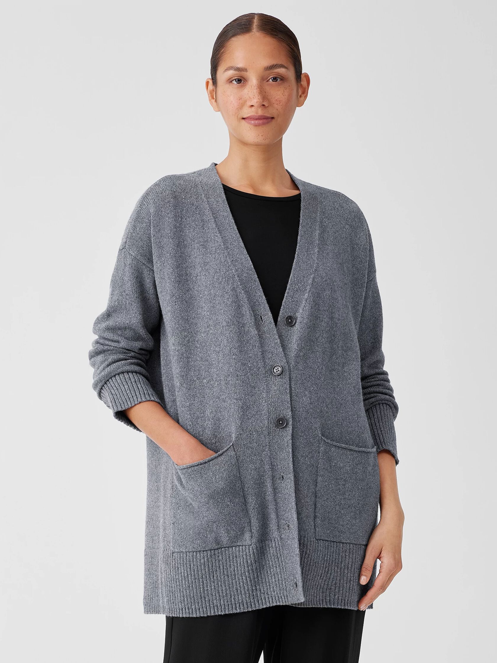 Cotton and Recycled Cashmere V-Neck Cardigan