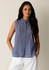 Organic Cotton Microstripe Pucker Sleeveless Shirt