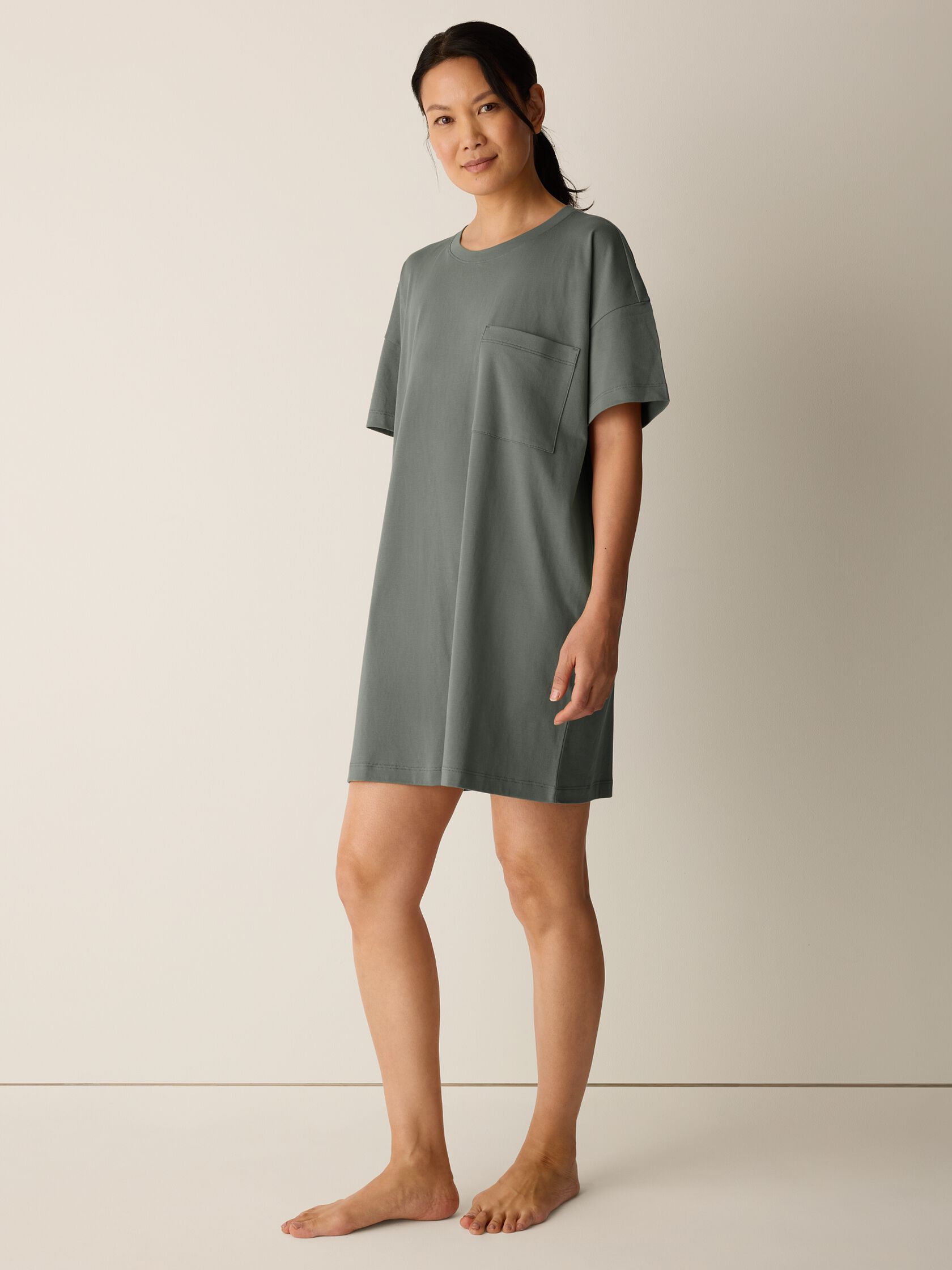 Organic Cotton Interlock Crew Neck Sleep Dress