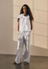 Striped Linen Sheen Full-Length Trouser