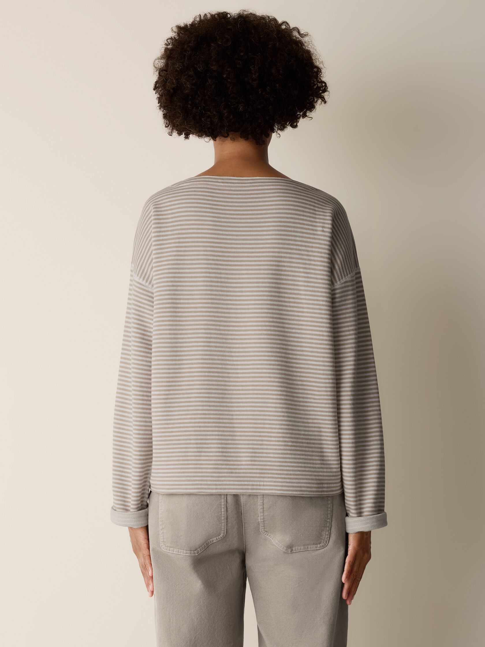 Doubleknit Organic Cotton Stripe Bateau Neck Top