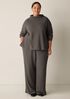 Waffle Cotton Blend Doubleknit Funnel Neck Box-Top