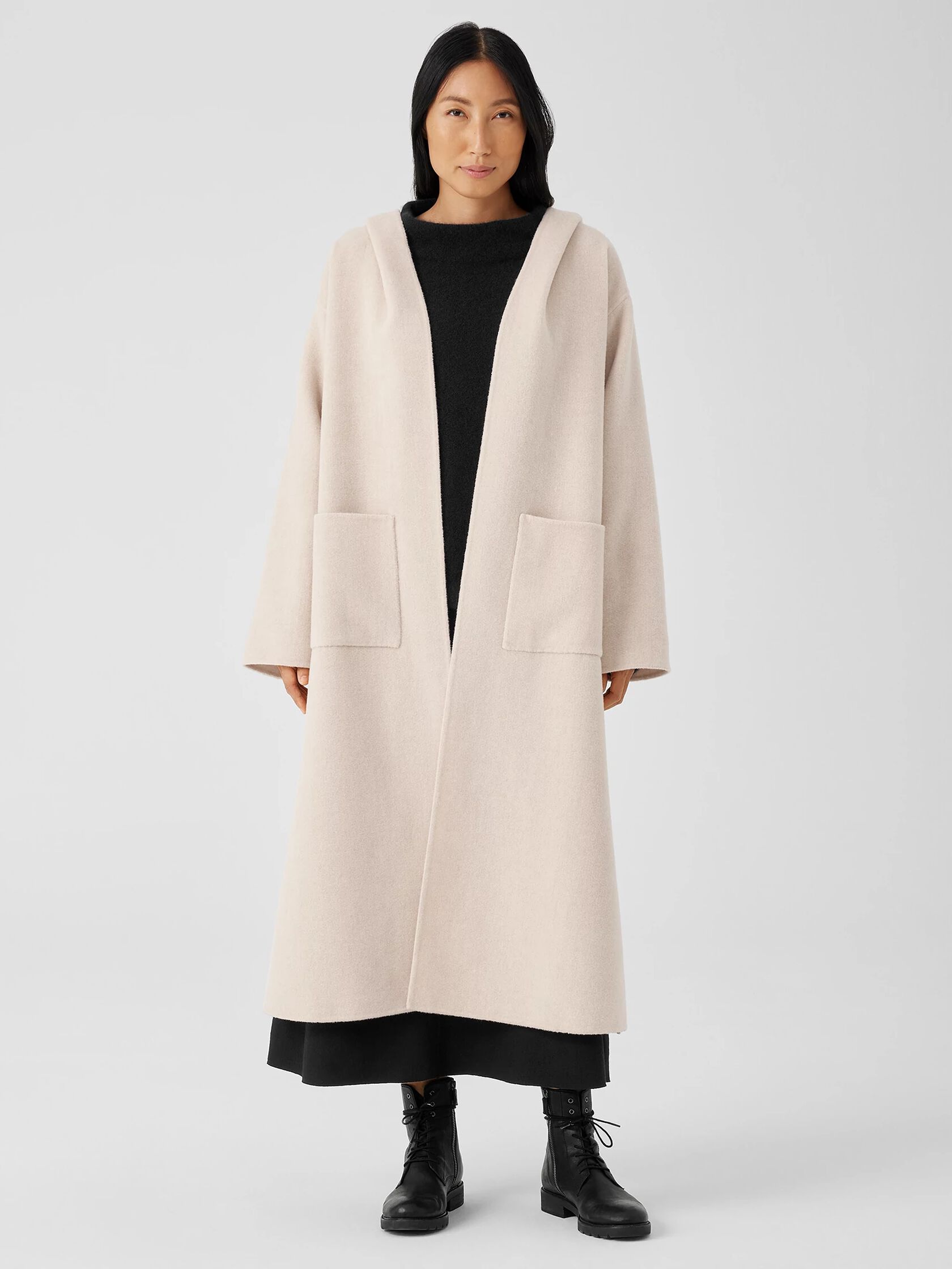 Doubleface Wool Cloud Hooded Coat