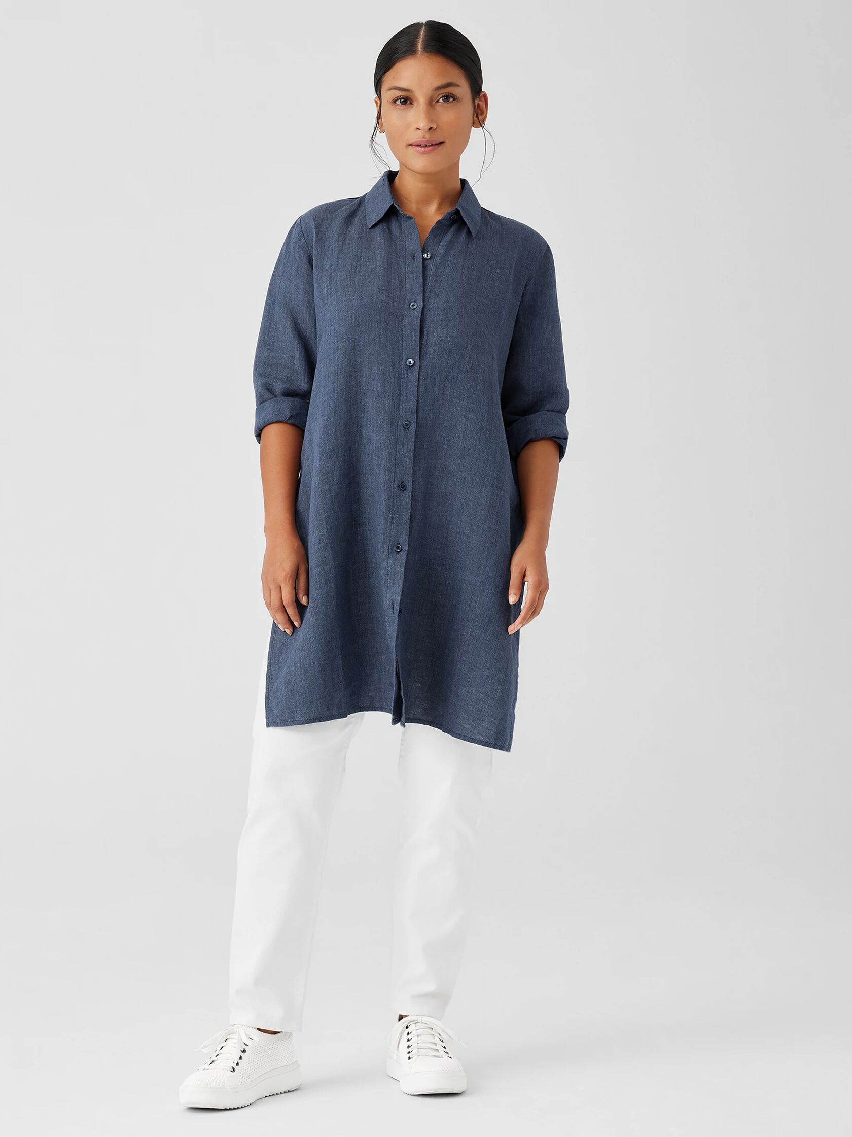 Washed Organic Linen Délavé Long Shirt